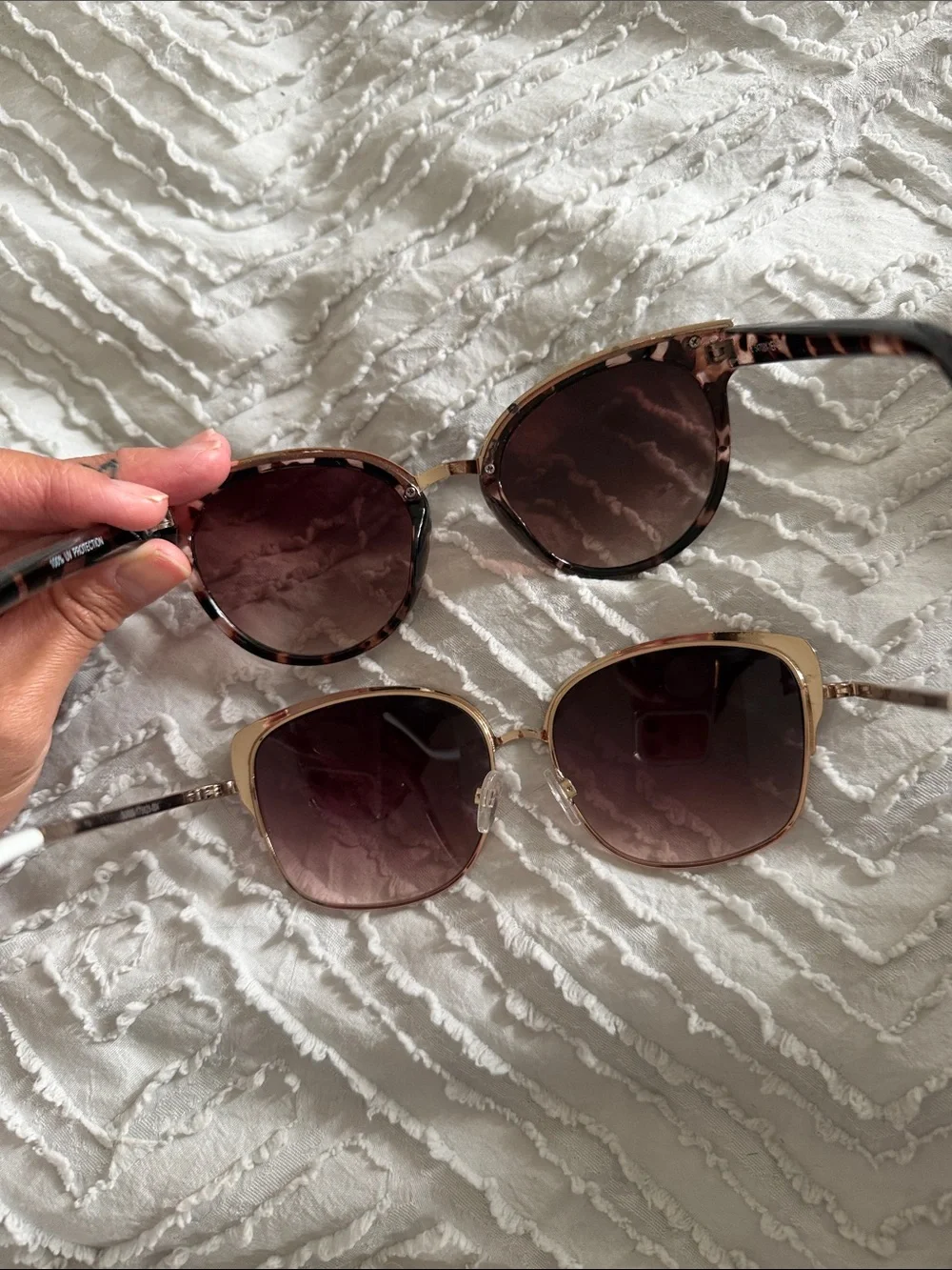 2pk Women's Sunglasses - Brown Tortoiseshell and White-Trim Frames